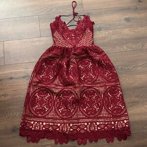 Two Sisters The Label Elegant Red Lace Dress